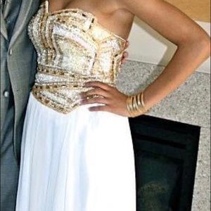 Gold and white formal dress